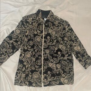 Alex Evenings Black and Gold Paisley Jacket